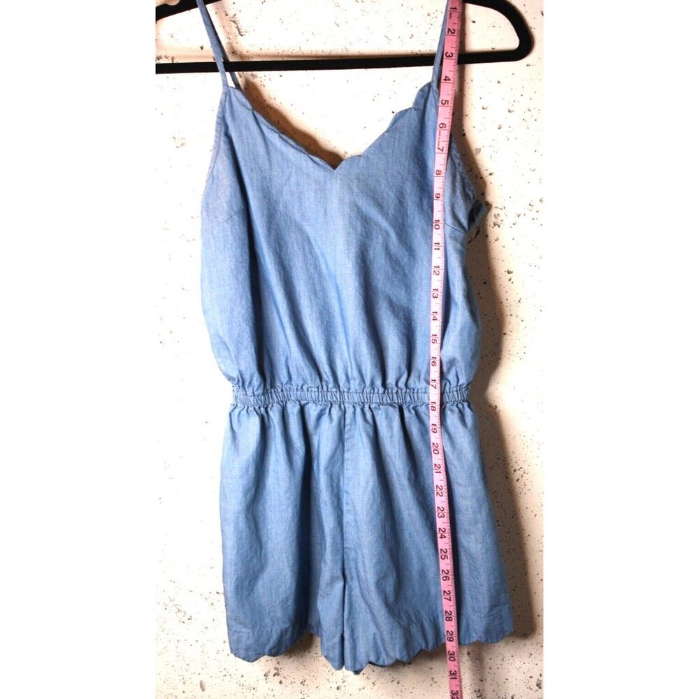 Pixley Shorts Romper Jumper Thin Shoulder Strap Light Blue Denim Womens Size S - Picture 3 of 6